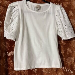 Industry Women's White Eyelet Sleeve Top Size S